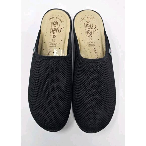 Fly Flot Mesh Clogs Black Anti Shock Anatomic Slip On Shoes Size 9 - Picture 2 of 8